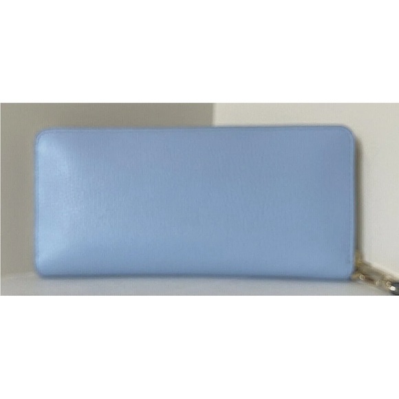 New Michael Kors Jet Set Large Travel Continental Wallet Leather Pale Blue - Picture 2 of 5